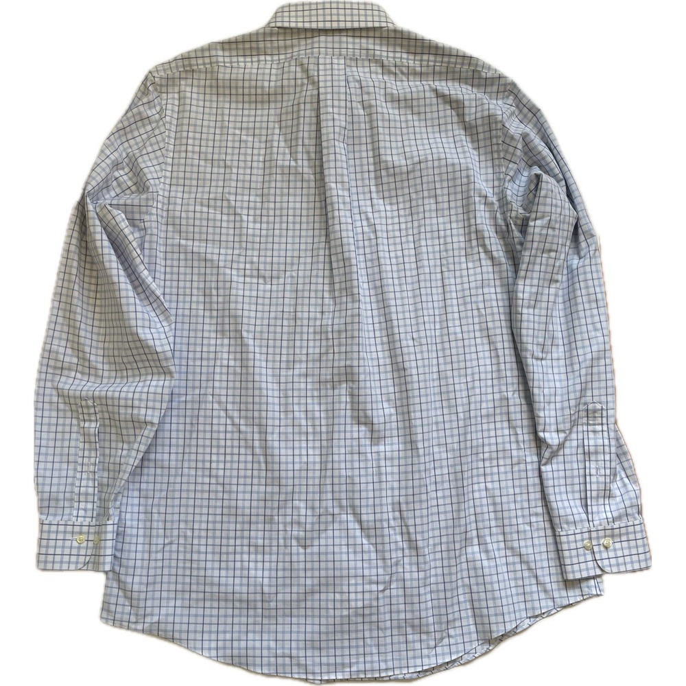 Brooks Brothers Regent Non-Iron Dress Shirt Men 17 34/35 Blue Check 100% Cotton - Picture 2 of 6